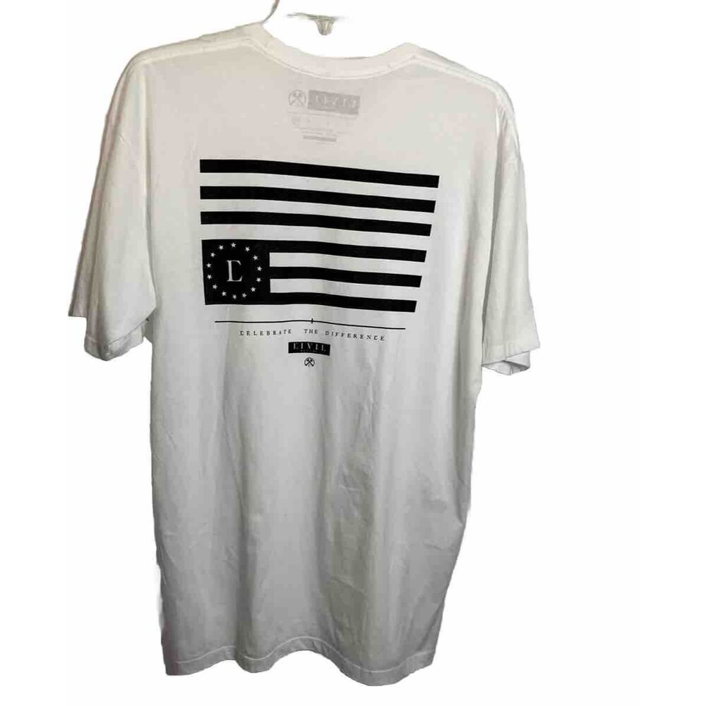 XXL Civil Regime White Graphic T-Shirt Celebrate The Difference American Flag